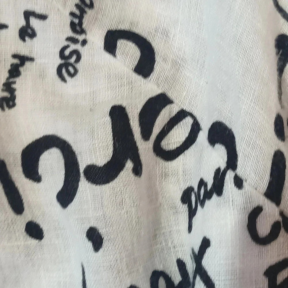 Linen Laura Ashley Woman french print black white button cuffed sleeve 1X - Picture 10 of 12